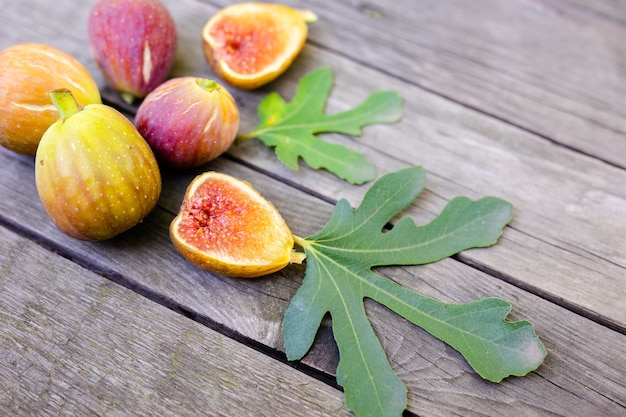 fresh figs on the old wooden table