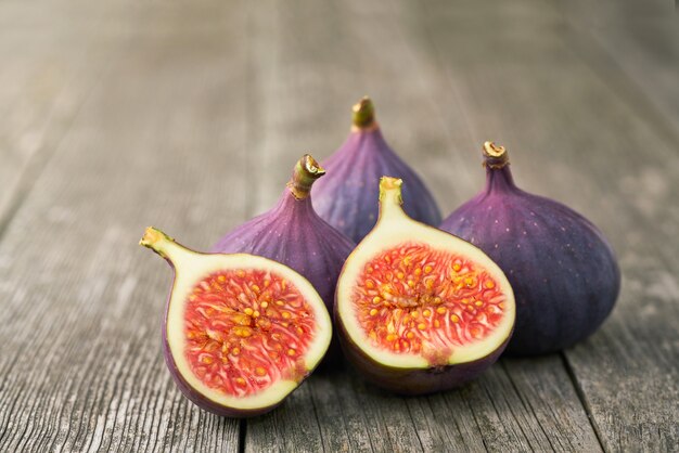 Fresh figs on a rustic table