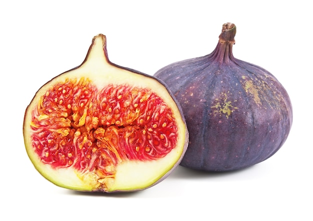 Fresh figs on white background