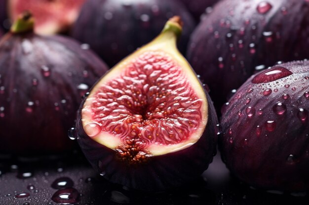 Photo fresh figs with water drops