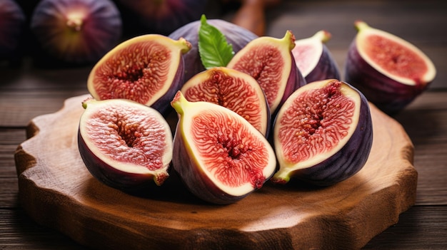 Fresh figs on a wooden background