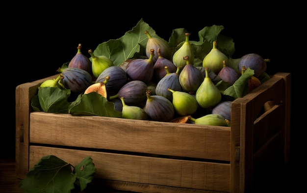 Fresh Figs in wooden crate