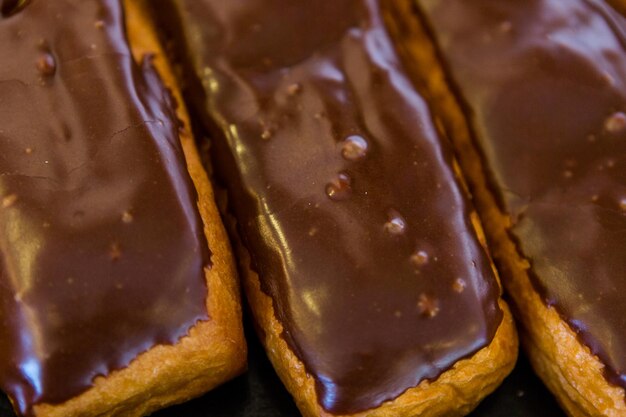 Fresh filled chocolate bars from the local bakery shop.