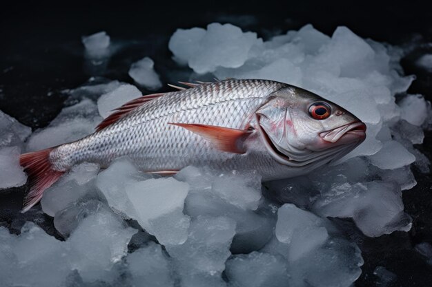 Photo fresh fish on ice at market