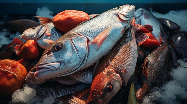 漁師のカウンターで販売される新鮮な魚