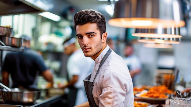 Foto fresh flavors een jonge mannelijke kok die in een hotelrestaurant werkt keuken generatieve ai