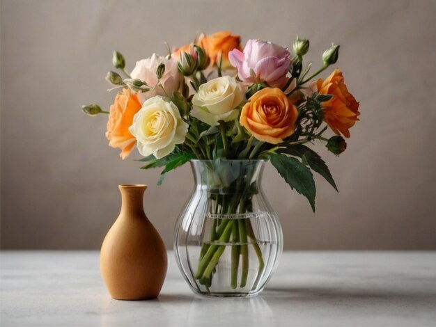 fresh flowers in a vase on a light background