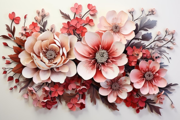 벽 예술 인쇄에 꽃과 신선한 꽃
