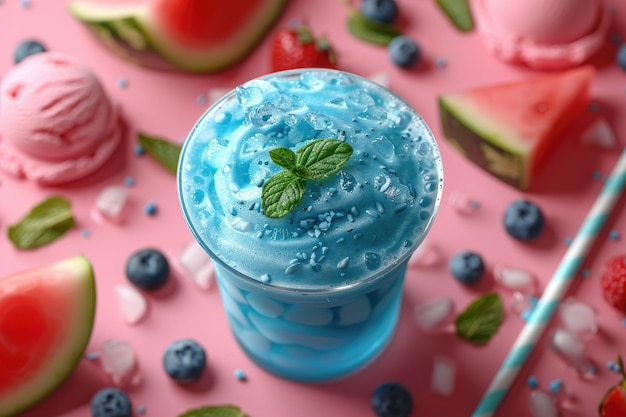 신선한 음식과 음료 열대 여름 진동 전문 광고 음식 사진