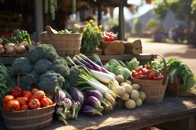 Фотографирование свежих продуктов питания на местных фермерских рынках