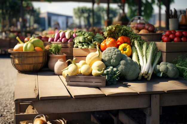 Фотографии свежих продуктов питания на современных городских фермерских рынках