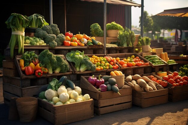 Фотографии свежих продуктов питания на современных городских фермерских рынках