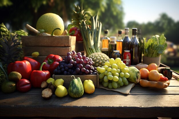 Фотографирование свежих продуктов питания на рынках на открытом воздухе с органическими продуктами