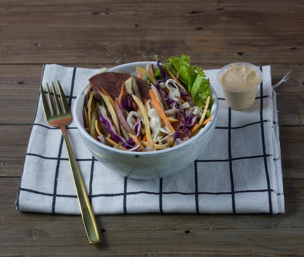 Fresh food vegetable salad, served on a plate