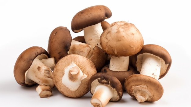 Fresh forest mushroom Italian cooking recipes on white background AI generative