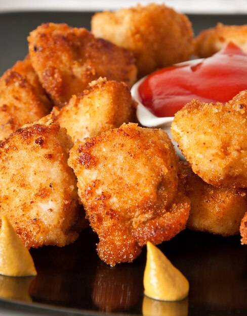 Fresh fragrant fried chicken nuggets