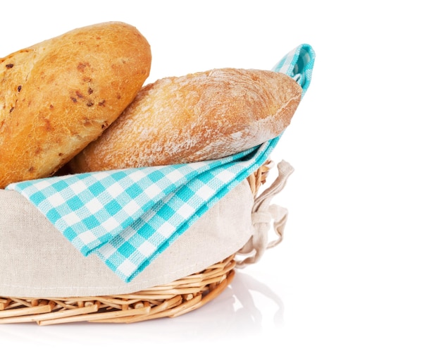 Fresh french bread in basket