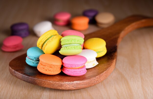 Fresh french colourful macaroons or macarons