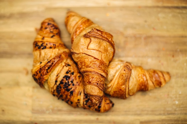 Fresh french croissant on the table