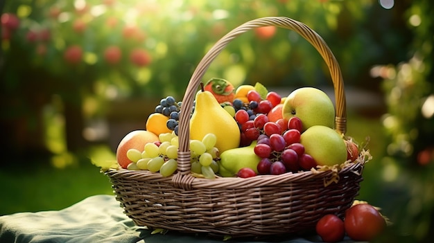 fresh fruit in basket generative AI