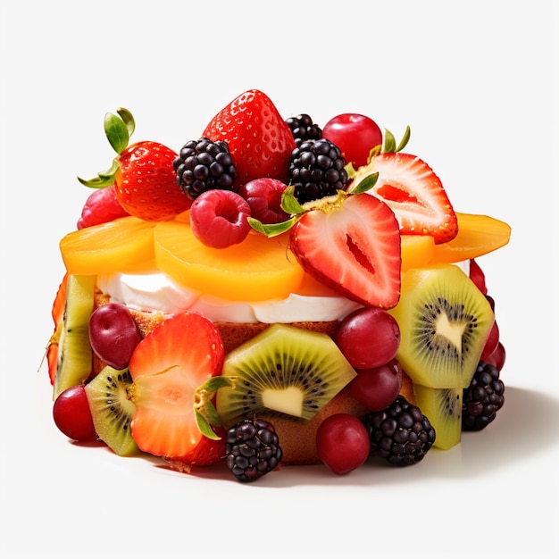 Foto torta di frutta fresca su sfondo bianco