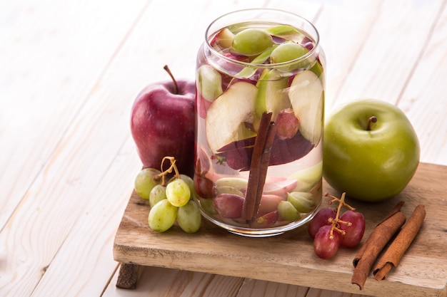 Fresh fruit Flavored infused water mix of Apple, grape and cinna