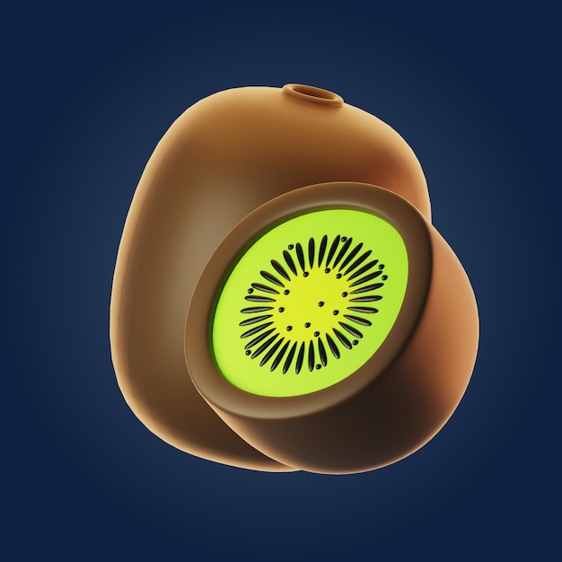 Fresh fruit icon concept 3d rendering kiwi fruit icon