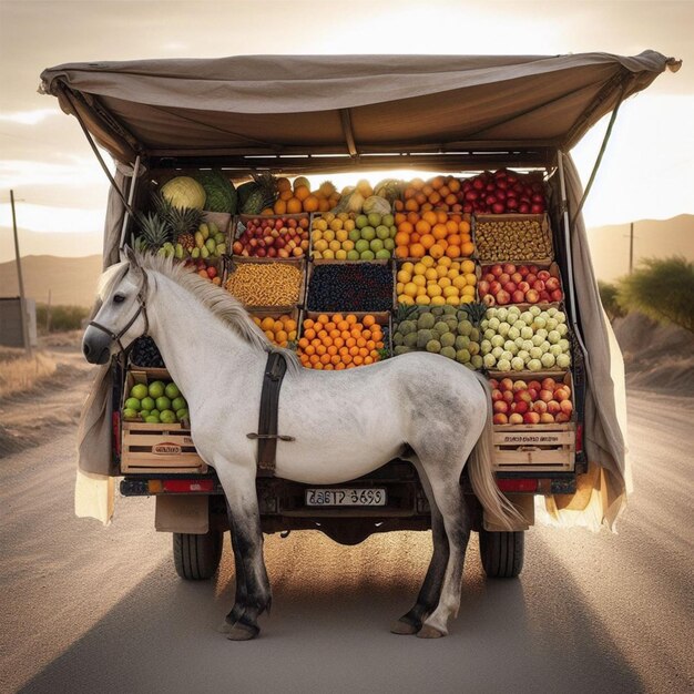 Fresh fruit is neatly arranged in an open coltbak