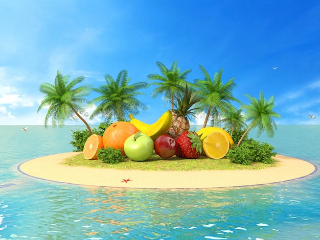 Fresh fruit on an island