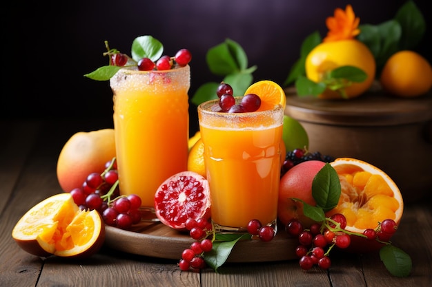 Fresh fruit juice from tropical fruits