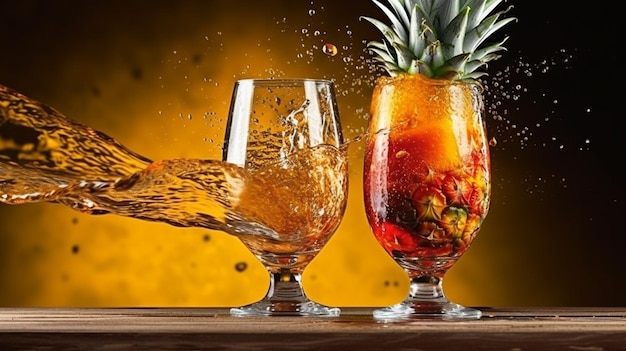 A fresh fruit juice splash on glass