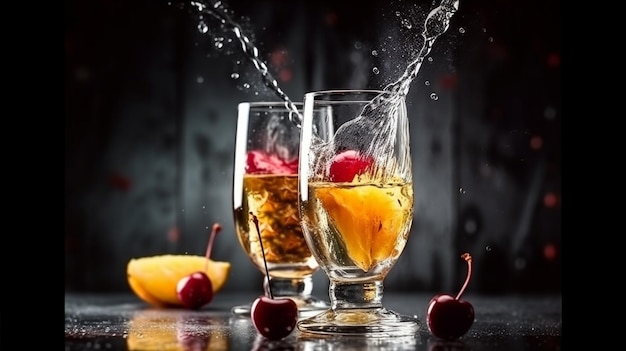 A fresh fruit juice splash on glass