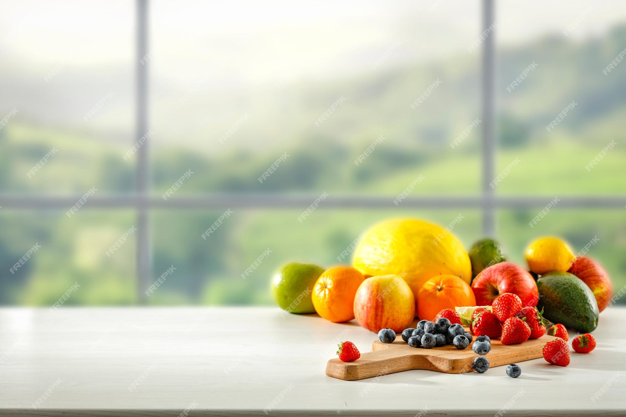 https://img.freepik.com/premium-photo/fresh-fruit-kitchen-wooden-table-by-sunny-window_746913-17.jpg?w=2000