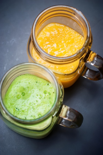 Fresh Fruit Mango Kiwi Juice Smoothie Glass Jar