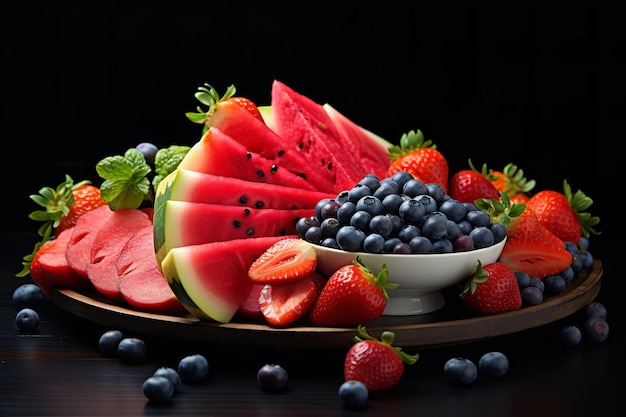 Fresh Fruit Platter with Watermelon and Berries