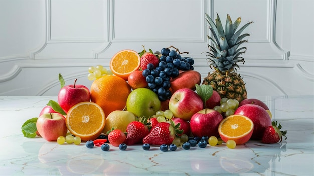 Photo fresh fruit on a pristine white background