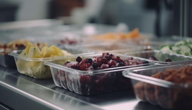 Фото Свежий фруктовый салат здоровый и вкусный выбор для обеда, созданный искусственным интеллектом