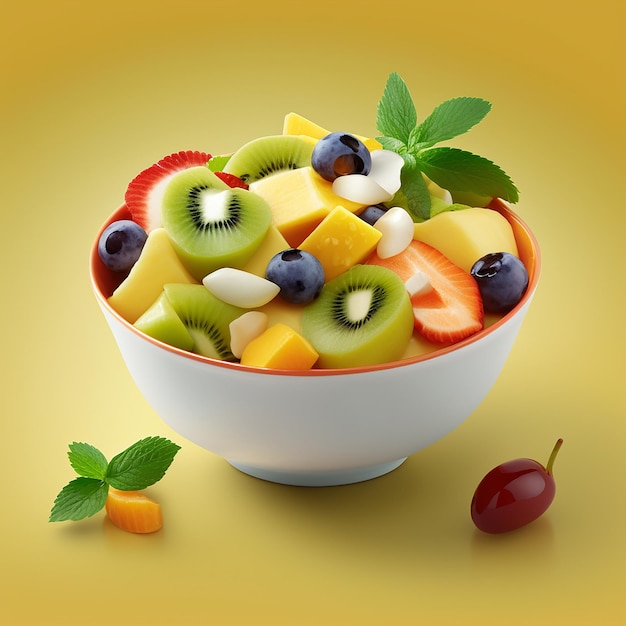 Fresh fruit salad in a glass bowl
