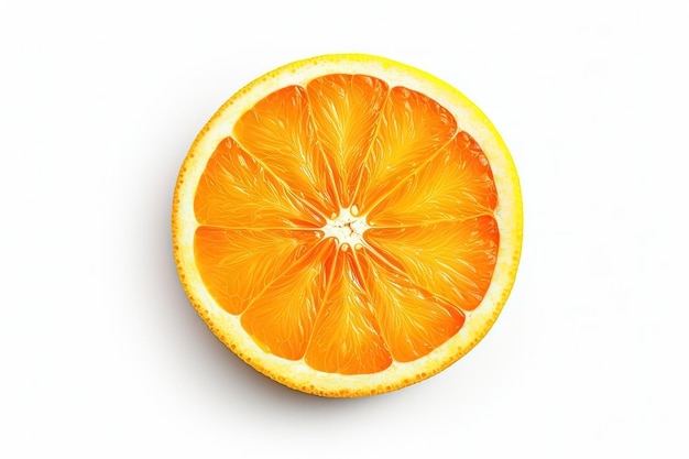 Fresh fruit sliced orange on white backdrop