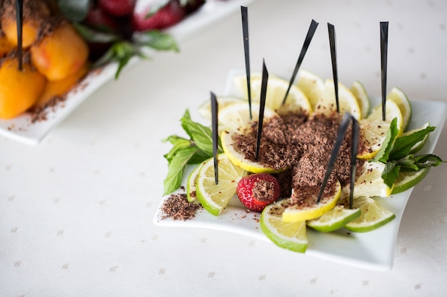 Fresh fruit slices on wedding reception