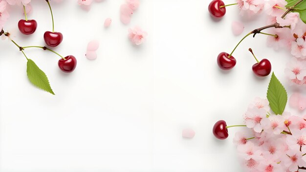 Foto fresh fruit social media banner template e post design di juicy red color cherry