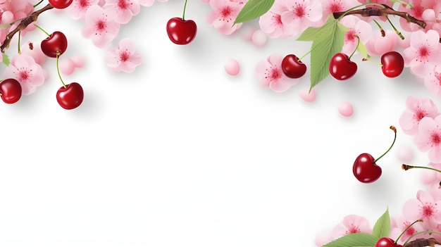 Foto fresh fruit social media banner template e post design di juicy red color cherry