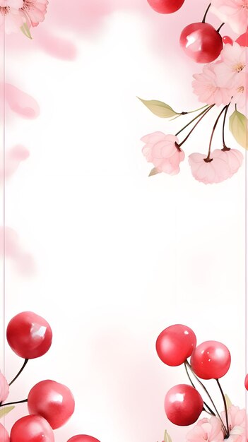 Photo fresh fruit social media banner template and post design of juicy red color cherries