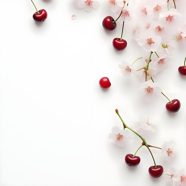 Foto fresh fruit social media banner template e post design di juicy red color cherry