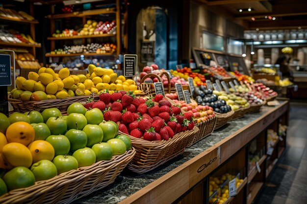 Photo fresh fruit in the supermarket