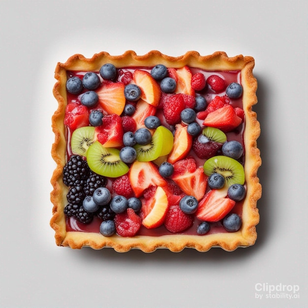 Fresh Fruit Tart Recipe on white background generated with ai