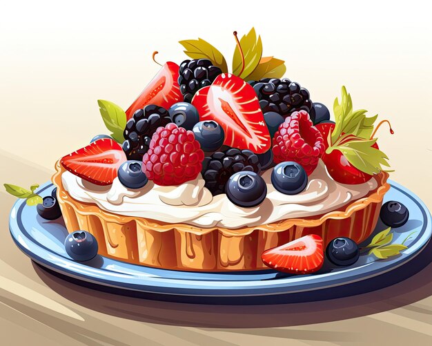 Fresh fruit tops a fruit tart Generative AI