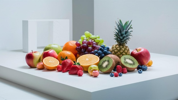 fresh fruit varieties on a minimalist white background