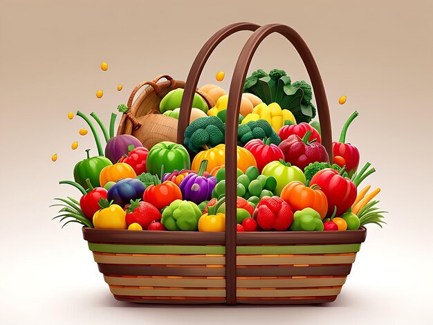 Photo fresh fruit and vegetables in a basket ai generated