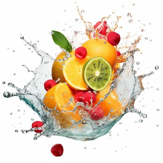 Fresh fruit wih water splash